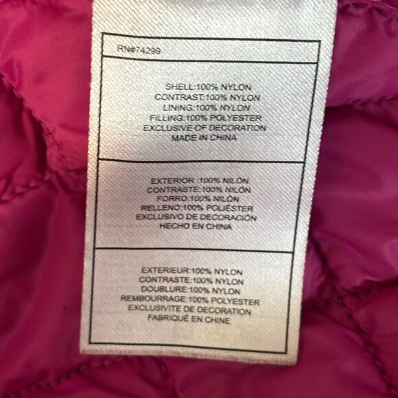 Reebok Women XL Quilted Hooded Jacket Black & Pink Full Zip Pockets Lightweight - Picture 11 of 11